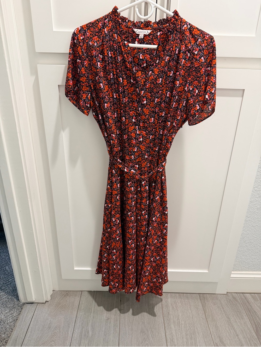 Nanette Lepore Red Floral V-Neck Tea Dress